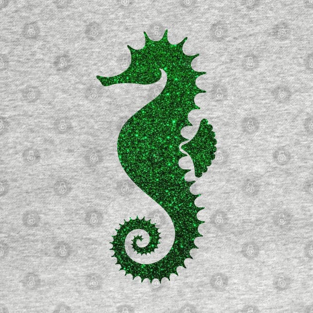 Deep Green Faux Glitter Seahorse by Felicity-K